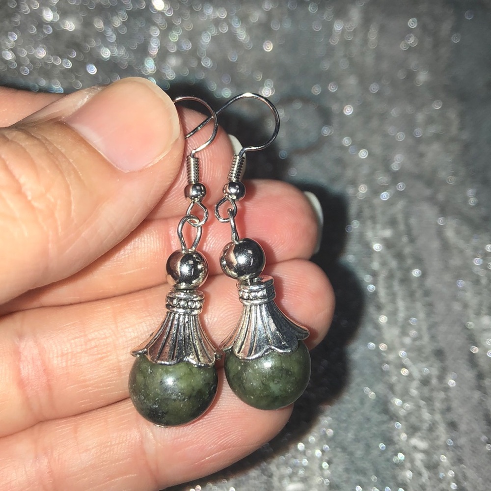 Connemara Stone Drop Earrings with Silver Accents
